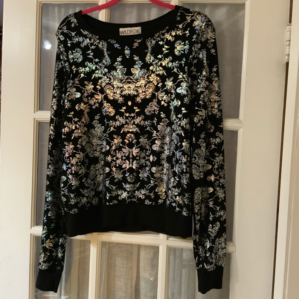 Wildfox black iridescent pattern light sweatshirt